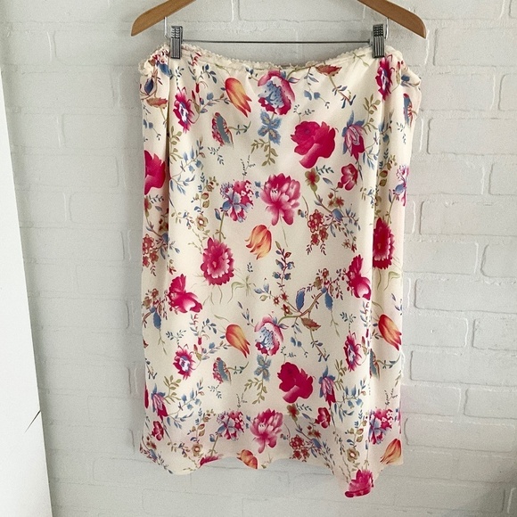 Vintage Midi Skirt Y2K Flowy Floral Roses Fairy Cream Pink Blue Peach Red Sz 3X - Picture 8 of 11